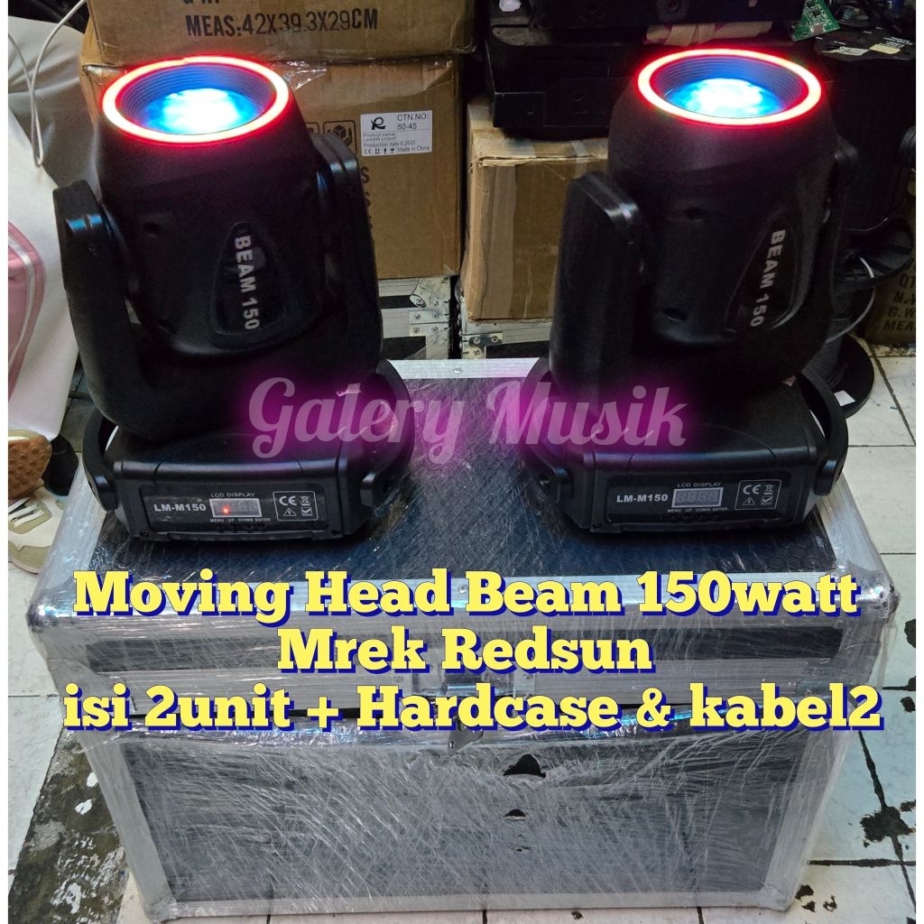 Paket Moving beam 150watt redsun 2unit bonus hardcase dan kabel2 spot, gobo, rainbow seven color