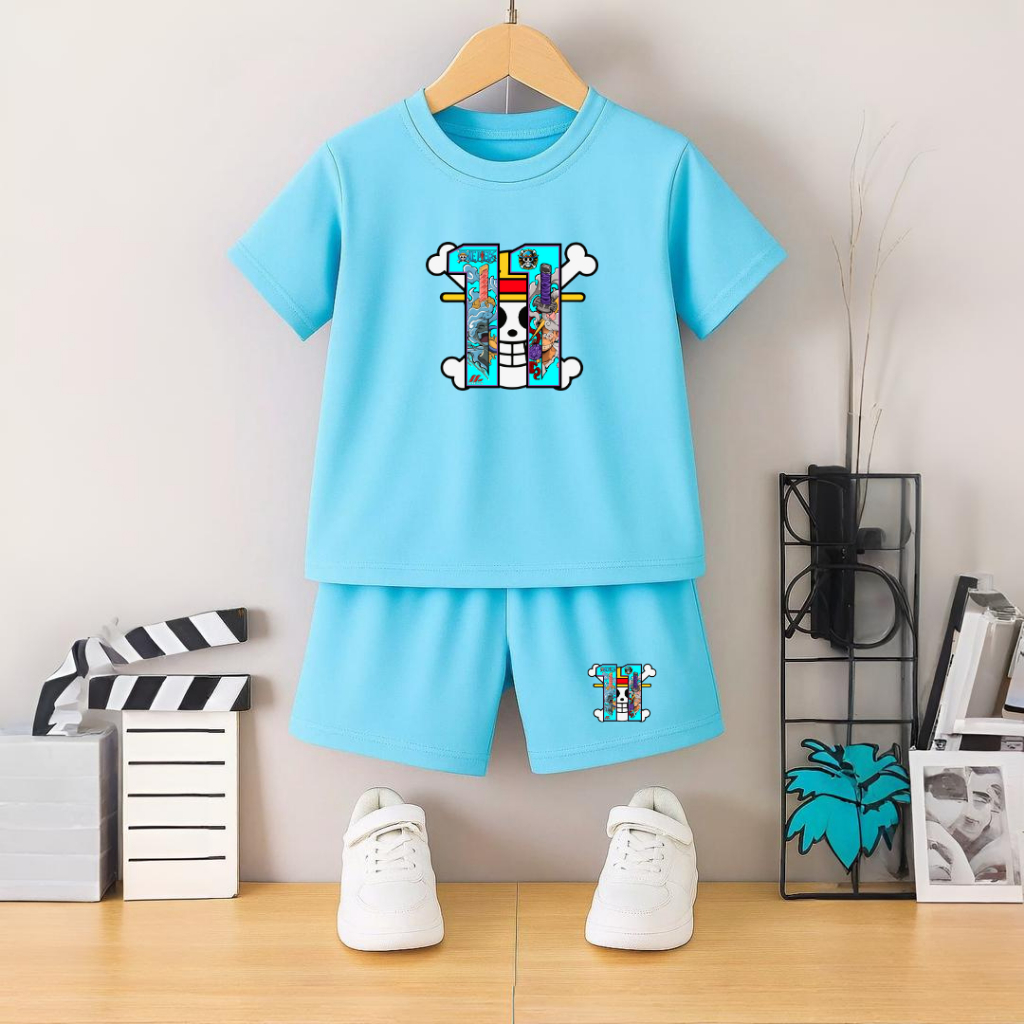 Setelan Baju Celana Anak Laki - Laki Perempuan Bahan Katun Umur 2-12 Tahun - One Piece 11