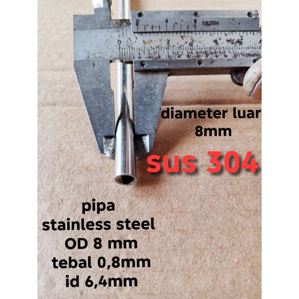 pipa 8mm SUS 304 stainless steel tebal 0,8mm