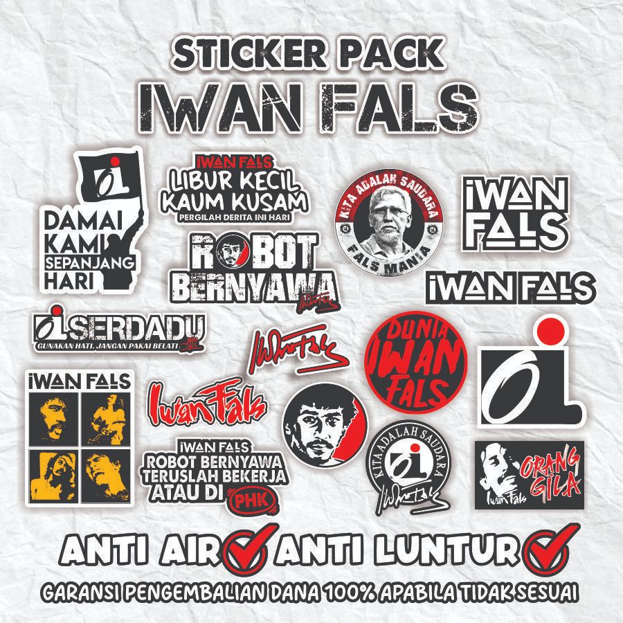 

SyndicateMusicMerch Sticker pack BAND Iwan Fals stiker estetik stiker pack stiker motor stiker laptop stiker Helm band | Sticker Band Iwan Fals Sticker pack RR sudah terpotong anti air anti Luntur | Sticker Fals Mania Sudah Dipotong Sesuai Pola Gambar