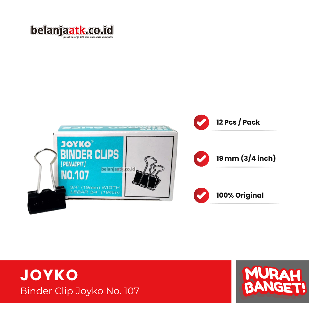 

Binder Clip Joyko No. 107 Ukuran 19 mm (3/4 Inch)