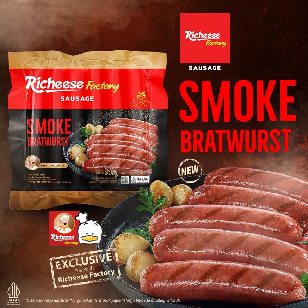

RICHEESE Factory Sausage Smoke Bratwurst Sosis Daging Ayam Premium 360gr 360 gram