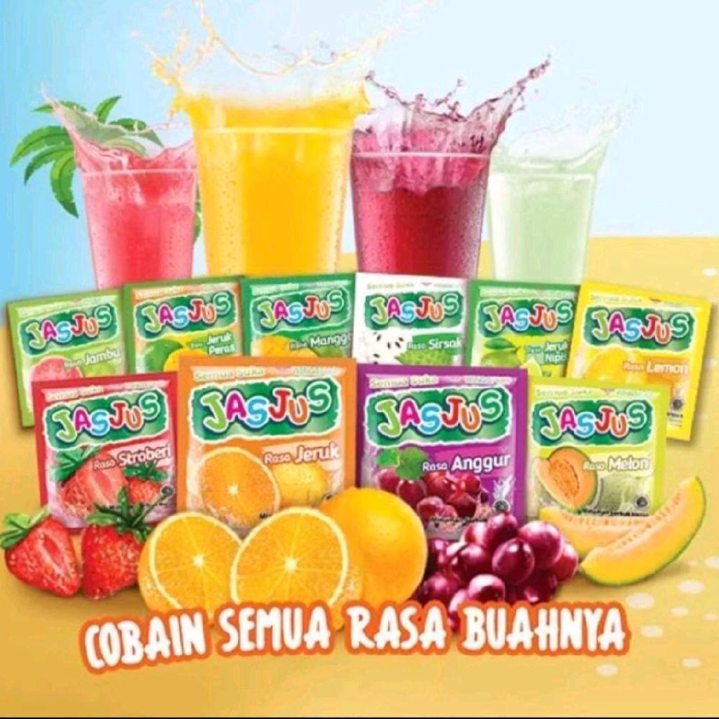 

jaskus minuman serbuk rasa buah yang segar isi 1 renceng atau 10 sachet