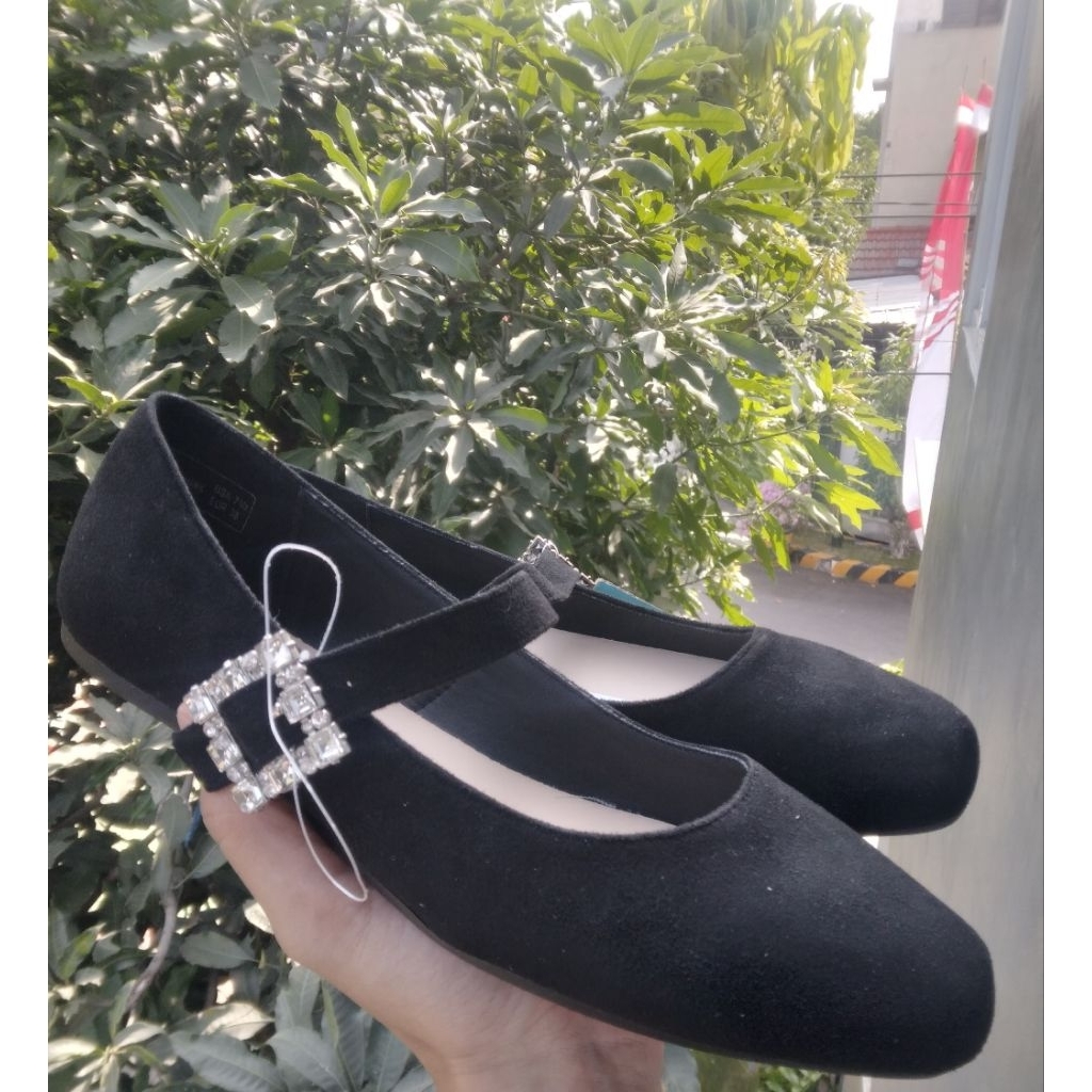 PAYLESS Flat Shoes Black Nine West Sepatu Wanita Full Hitam Formal Size 38