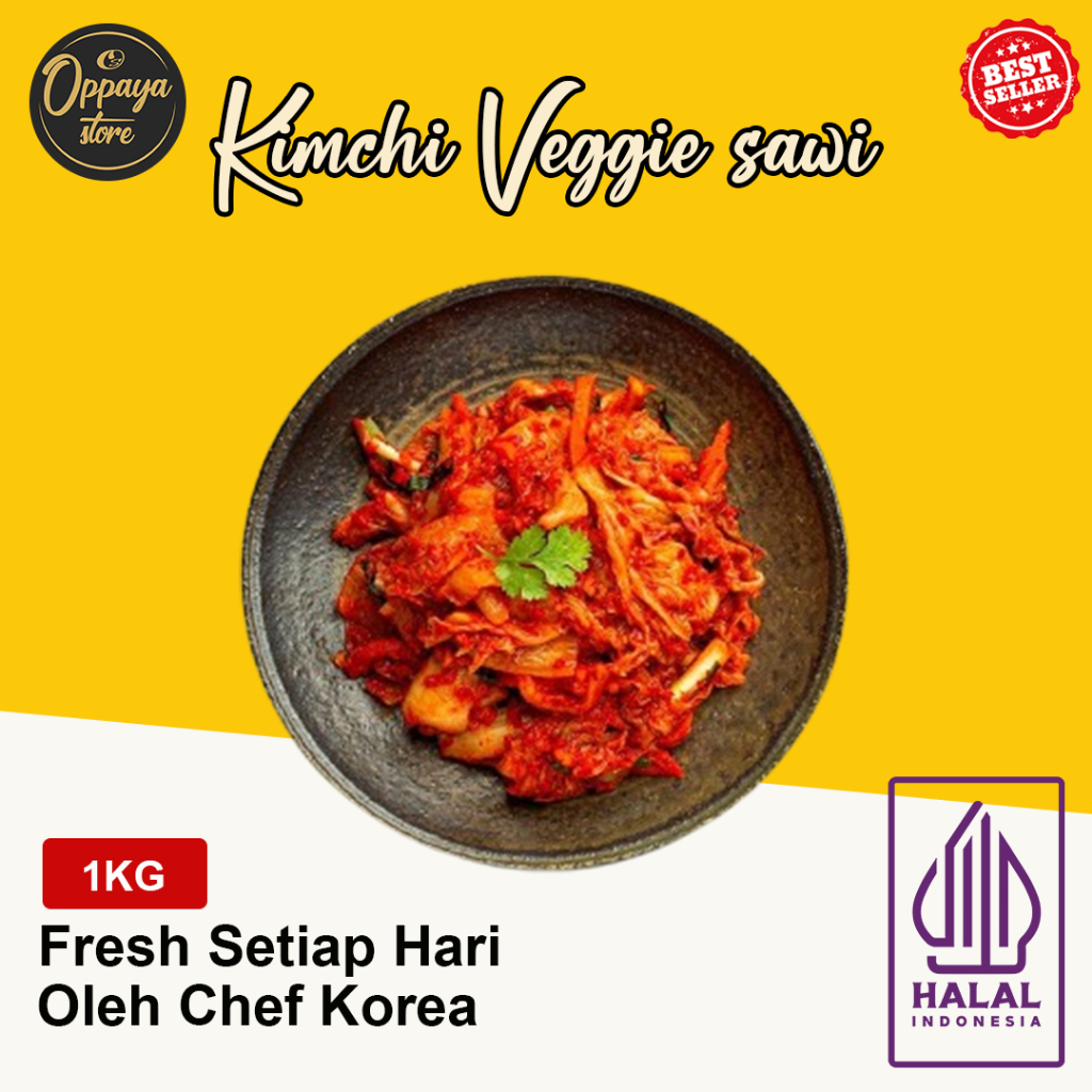 

Kimchi Vegetarian Sawi 1kg Halal Korea Tanpa Bawang & Hewan Autentik Korean