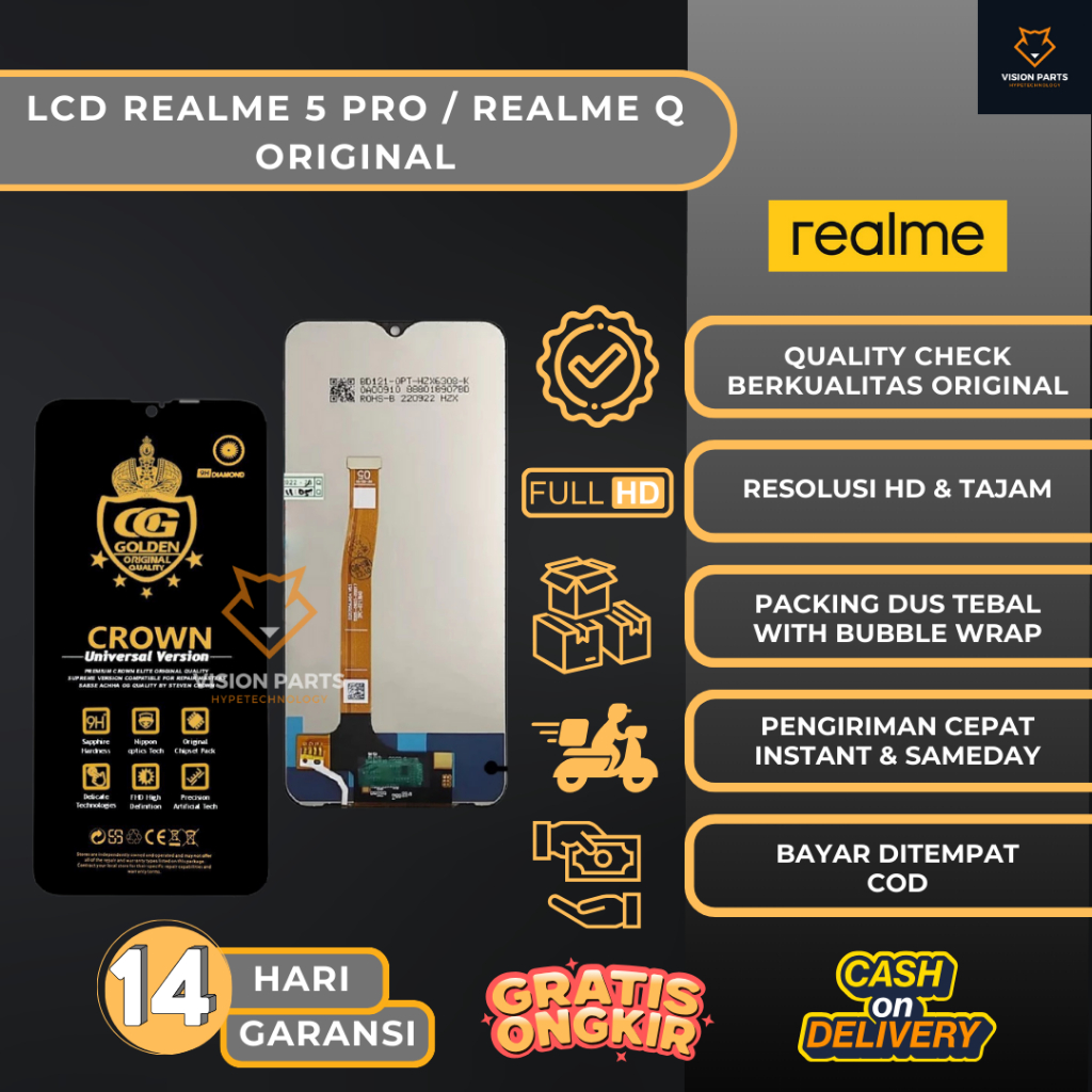LCD TOUCHSCREEN REALME 5 PRO / REALME Q FULLSET ORIGINAL