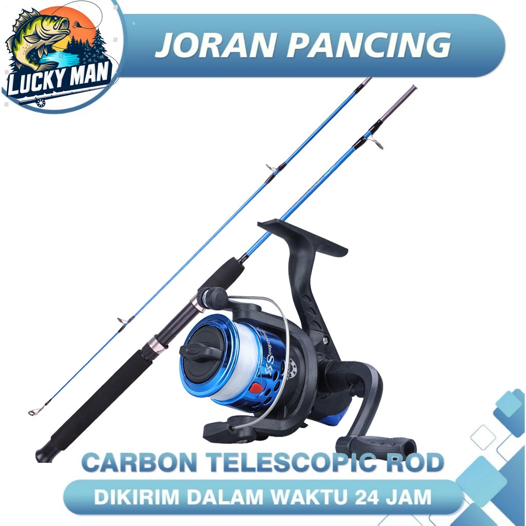 LUCKY MAN joran pancing joran fiber solid reel pancing joran pancing murah joran laut super kuat