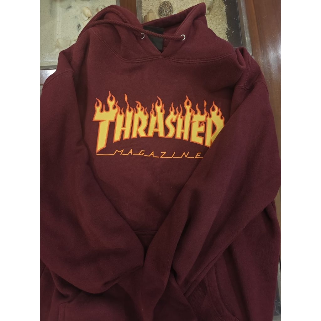 Hoodie Thrasher Flame maroon preloved second original