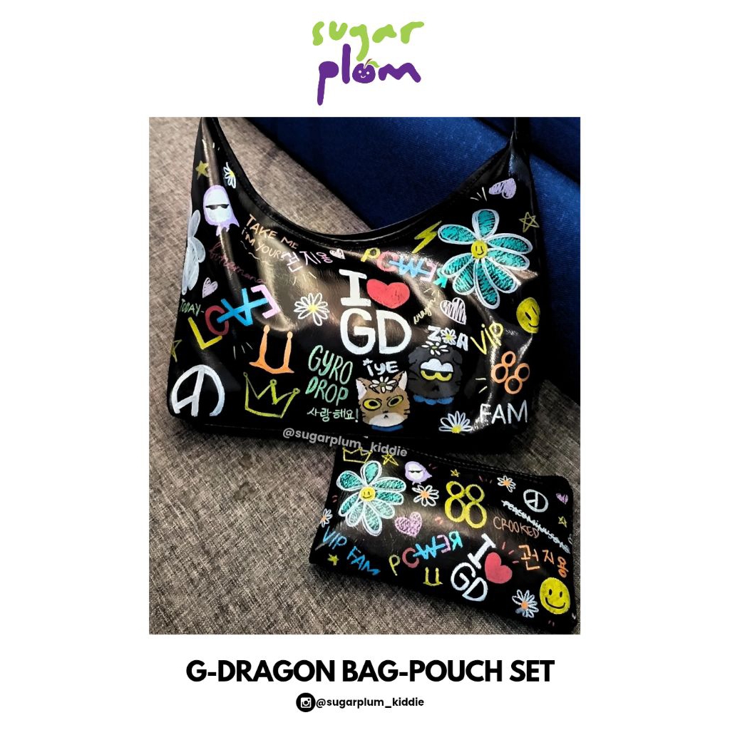 [PRE-ORDER] HANDPAINTED G-DRAGON BAG & POUCH SET
