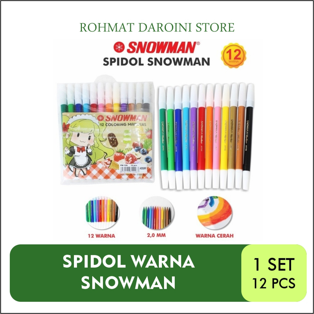

[GROSIR] SPIDOL SNOWMAN WARNA SET 12 PCS | PW-12A