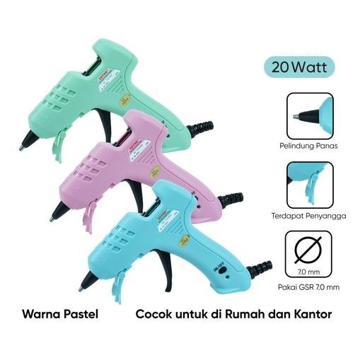 

Mesin Lem Bakar Tembak Glue Gun On Off Kecil 20 Watt Warna Pastel Macaron