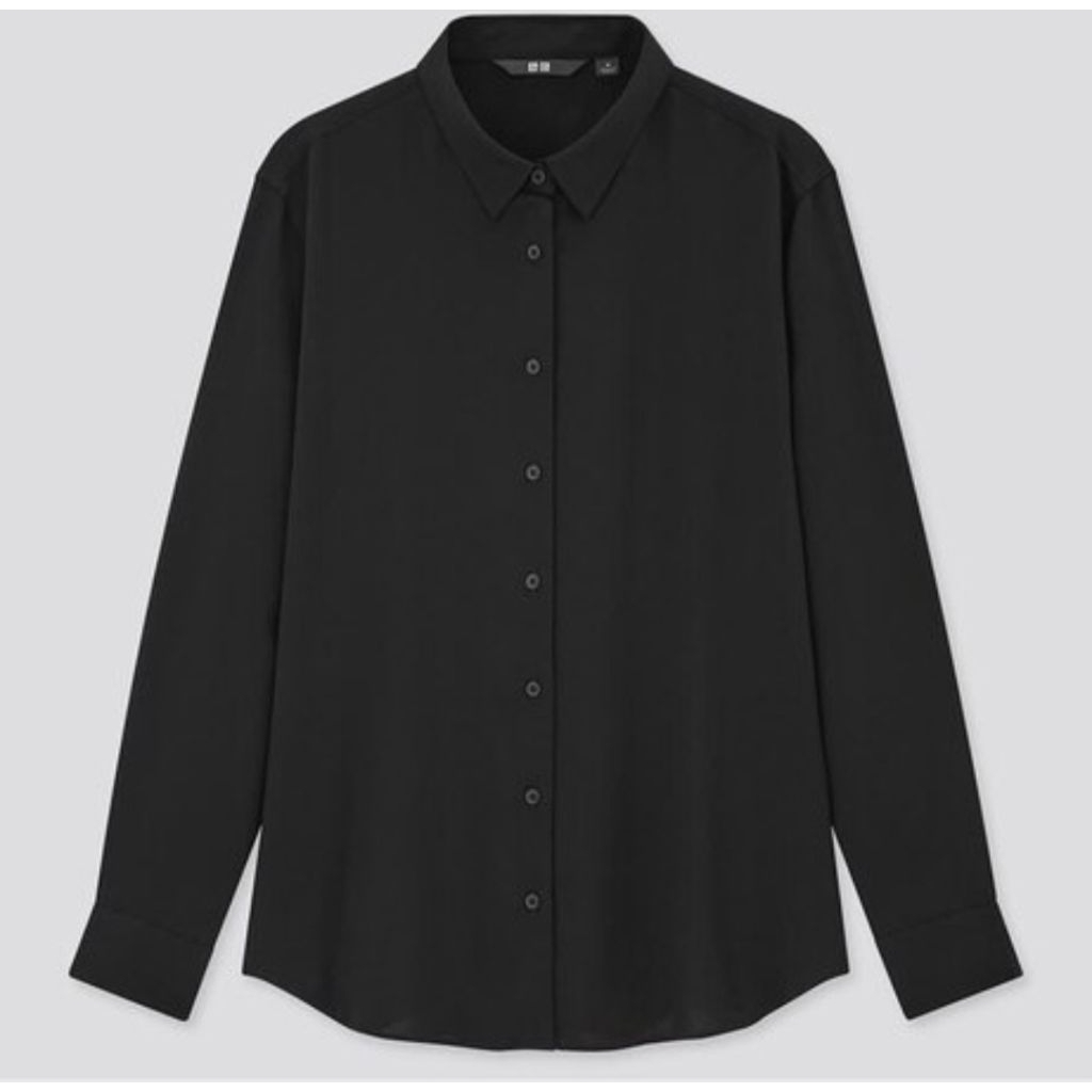 Kemeja Uniqlo Rayon Black Women size XL