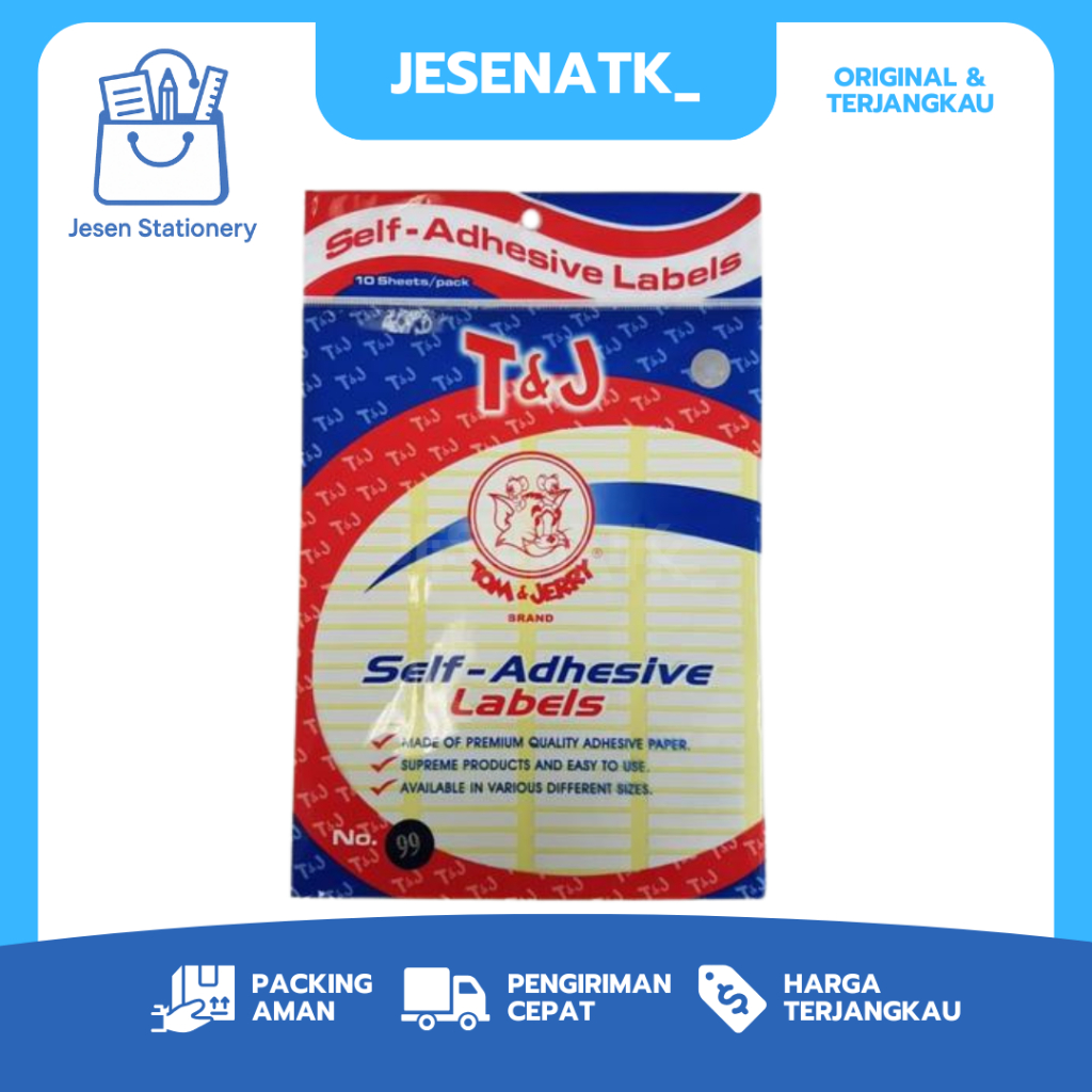 

Label Tom & Jerry / T&J Stiker Self Adhesive TJ Plastik Putih (Harga Per 10 Lembar)