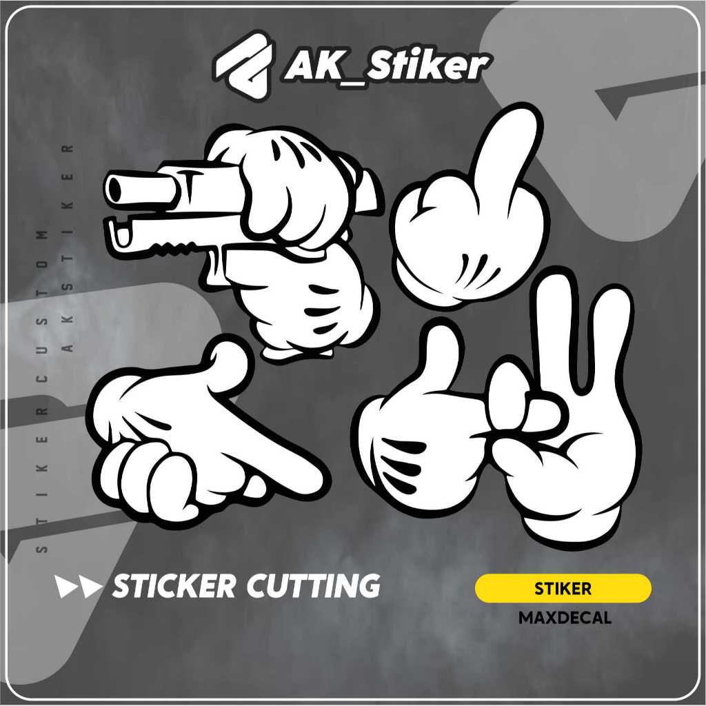 

(TANPA MINIMAL ORDER!!!) Sticker Cutting Emoticon Mickey Hand Fucek - Sign Naughty - Hand Sign Bang