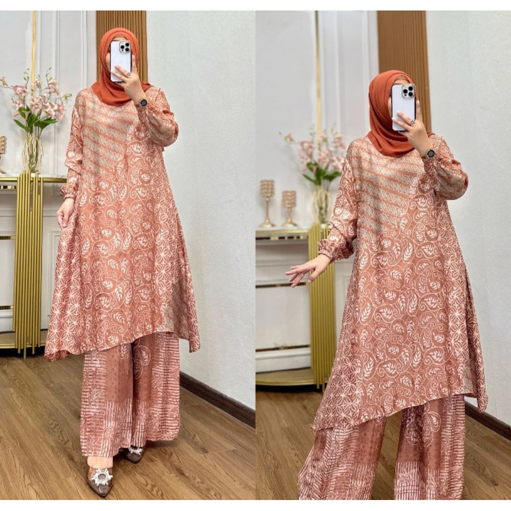 Set cel Tunik kondangan one set set kulot doby sutra set batik