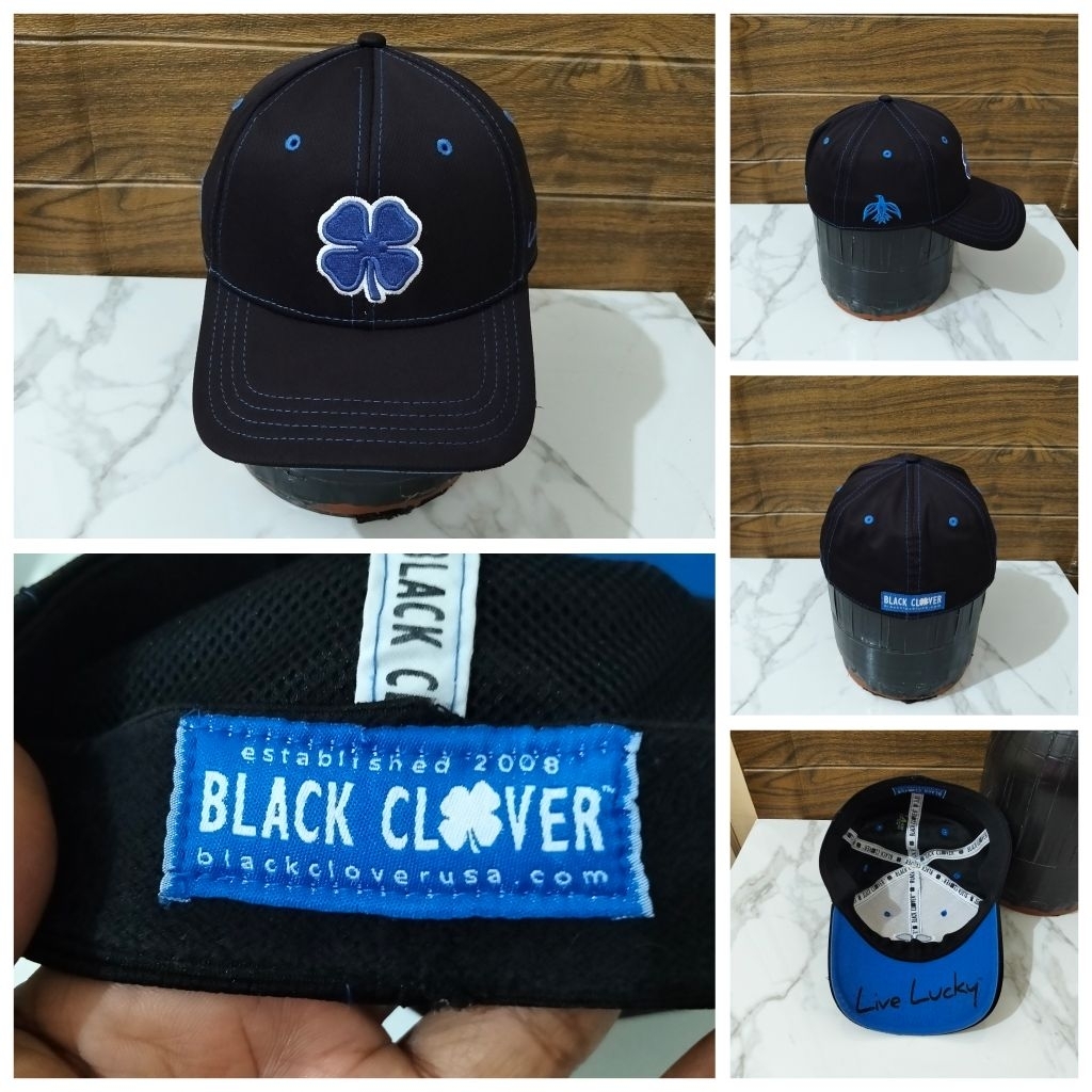 TOPI SECOND CAP FITTED BLACK CLOVER