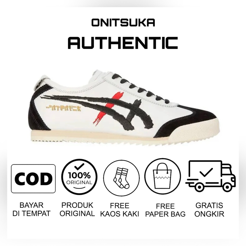 Sepatu Onitsuka Japan Kabuki White Black Red/ Sepatu Pria/ Sepatu Wanita/ Sepatu Original