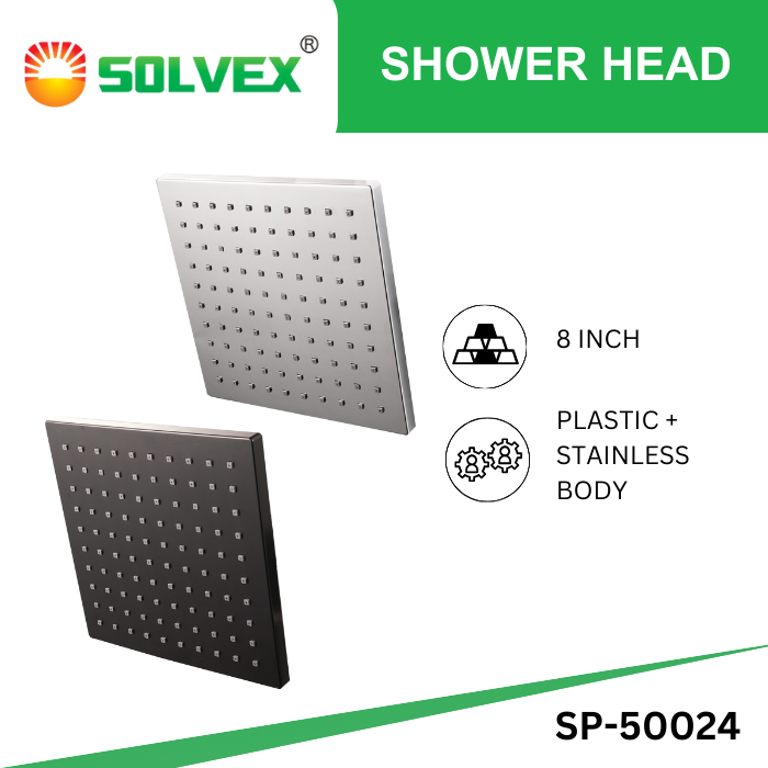 SOLVEX Head Shower Kepala Wall Shower Kotak ABS 8 Inch