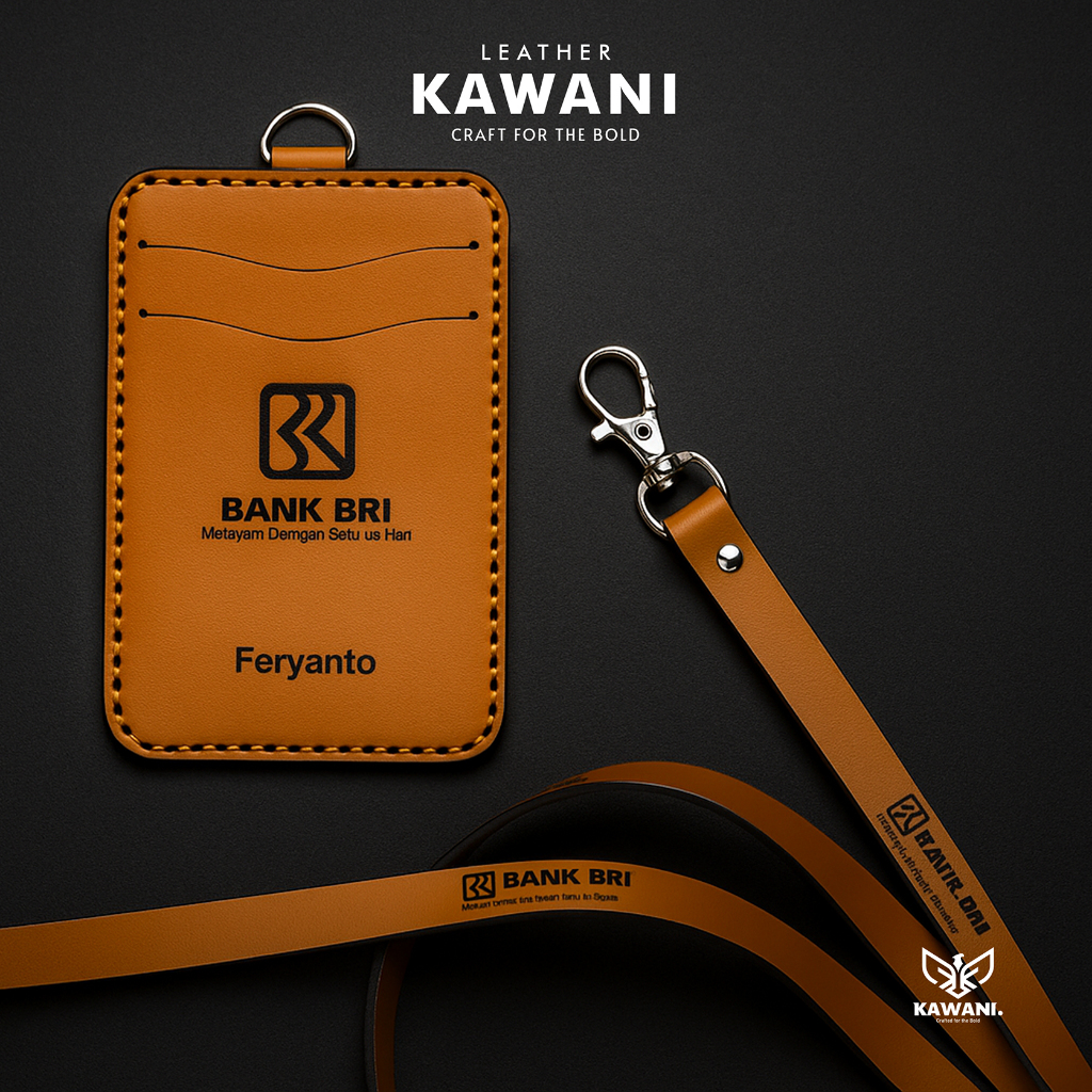 

Lanyard Holder Card Kulit Asli – Free Custom Logo Perusahaan Instansi – Elegan & Profesional