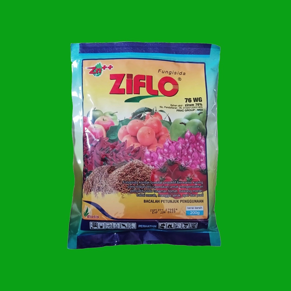 Fungisida ZIFLO 76 WG 200gr Bahan Aktif Ziram 76% Obat Jamur Tanaman Padi, Cabai, Bawang, Tomat