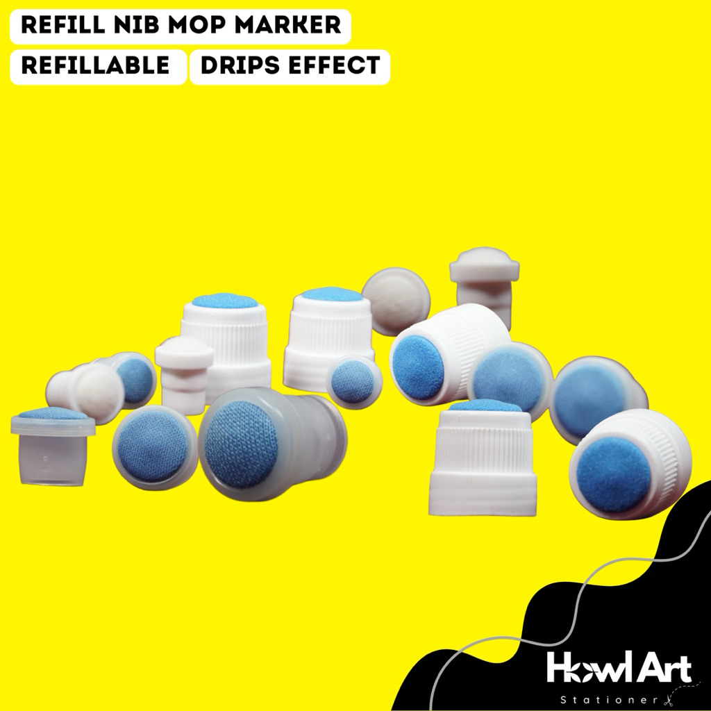 

Refill Nib Mop Marker Refillable – 2 pcs, untuk Spidol Kosong Graffiti, Drip Effect