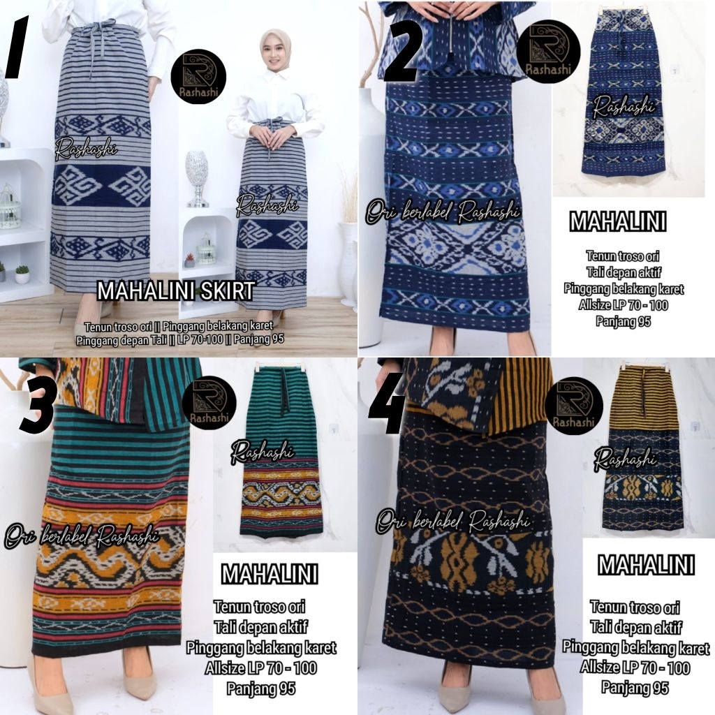MAHALINI ROK A# Tenun Troso Ori  Bawahan Batik Rok Payung model A Pinggang tali Karet Murah motif te