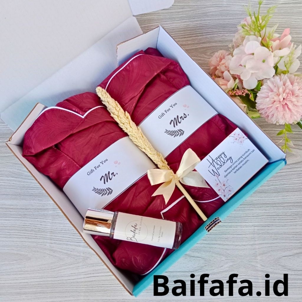 CUCI GUDANG HAMPERS SETELAN PIYAMA PRIA DAN DASTER PIYAMA WANITA HAMPERS WEDDING BAJU TIDUR