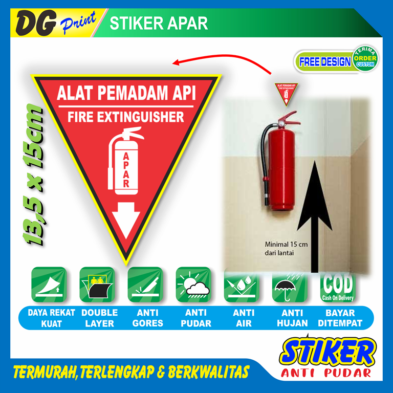 Stiker tulisan petunjuk lokasi APAR alat pemadan api ringan sticker rambu K3 anti kebakaran