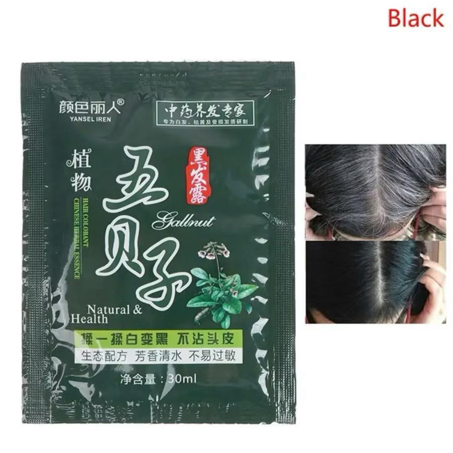 Black Hair Shampo 30ml Herbal / Shampo Penghitam Rambut Uban 30ml Bahan ALami Cat Rambut Pria Wanita