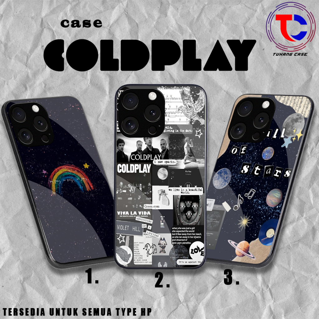 Coldplay Softcase Glass - Softcase Glossy - Softcase Kaca  Iphone samsung xiaomi redmi oppo itel viv
