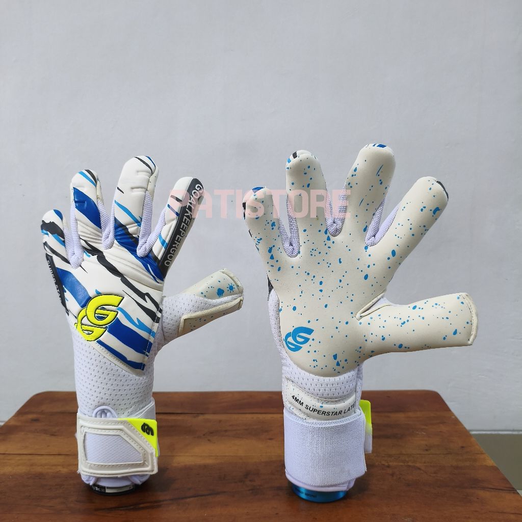 NEW LAUNCH 2025 FREE ID NAME GOALKEEPER GOO PUTIH BIRU SUPERSTAR SARUNG TANGAN KIPER ORIGINAL by PGS
