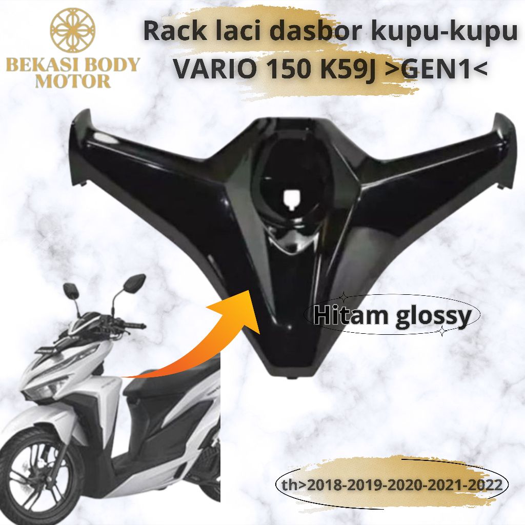 cover rak laci dashboard KUPU-KUPU vario 125 150 new 2018 2019 2020 K59J K60R hitam glosy