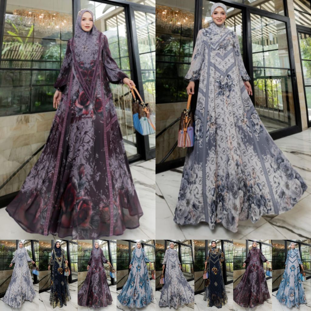 (poN) ALYA SIENA LAREESA  Baju Dress Gamis Set Syari Muslimah Siena Series By Alya Syari. TZY Olshop