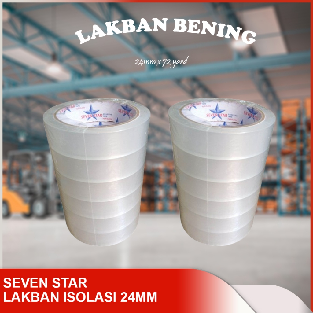 

(1 SLOP/6 BIJI) Isolasi Selotip Stationery Tape 1 inch 24mm x 72 yard merk Seven Star PREMIUM QUALITY