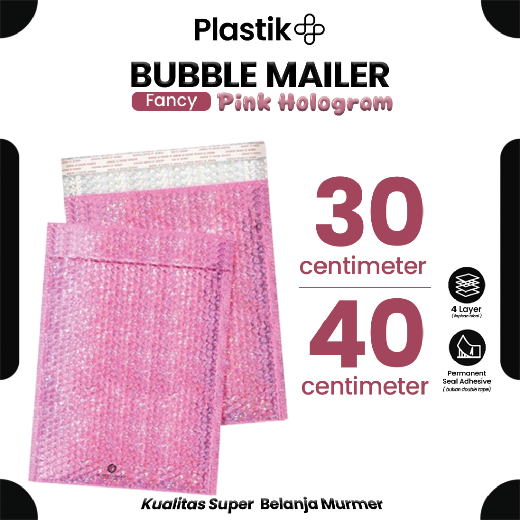 

Amplop Bubble Envelope Mailer Rusfet Satuan Pink Hologram 30x40 cm