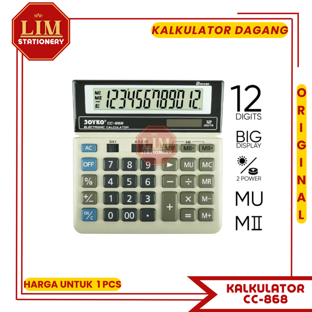 

Kalkulator JOYKO CC-868 PALING DICARI!! - Calculator Bisnis / Kalkulator Dagang 12 DIGITS