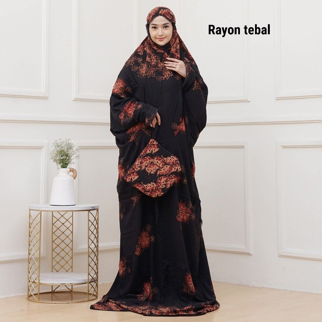 mukena batik cap pekalongan hitam adem