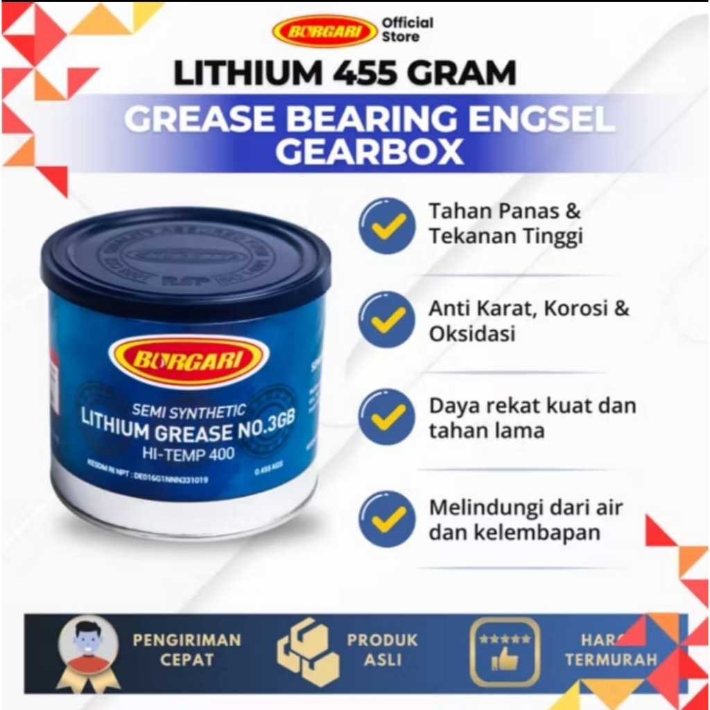 BURGARI Lithium Grease No.3 GB Hi-Temp 400 Vaseline Gemuk Pelumas Grease Bearing