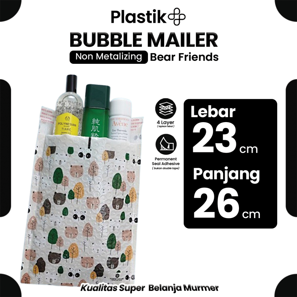 

Amplop Bubble Mailer Bubble Packing Murah Motif Bear n Friend - 23x26cm