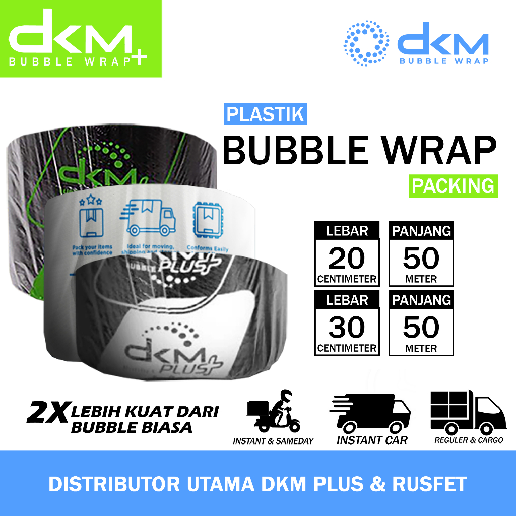 

Plastik Bubble Wrap DKM Potongan 30cm 40cm 20cm x Panjang 50meter Bubblewrap Warna Putih Bening & Hitam