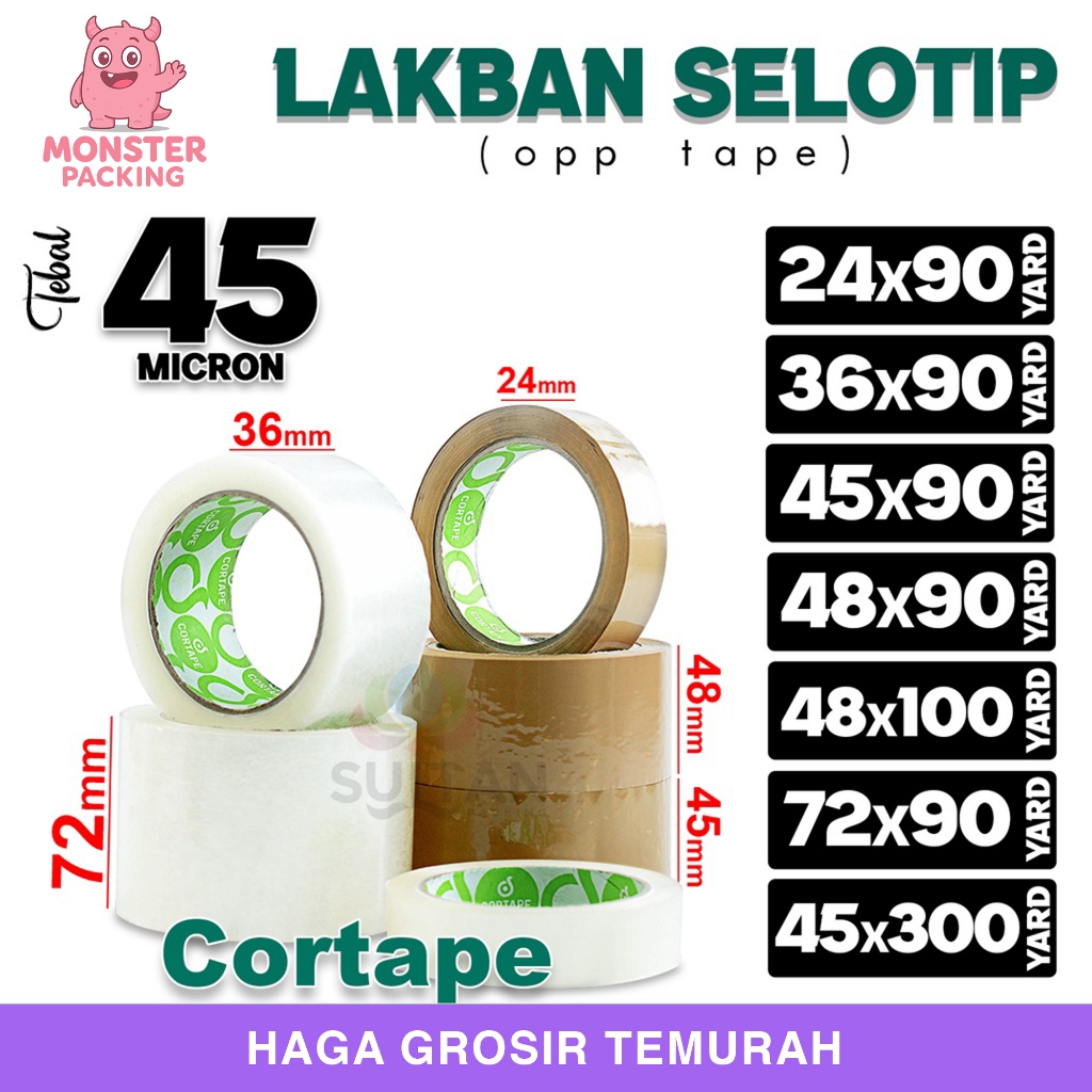 

Lakban Isolasi Selotip OPP Tape CORTAPE Plakban Packing TERMURAH / SATUAN