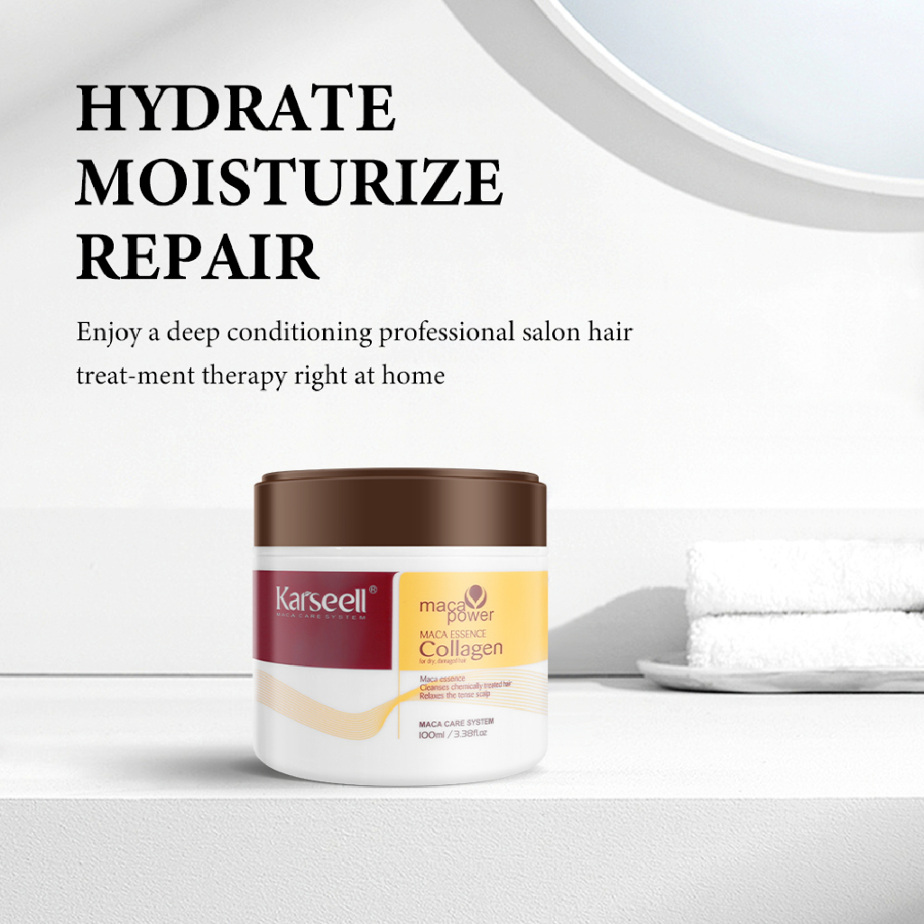 Masker Rambut Karseell Mini Collagen BPOM - Perawatan Rambut Mendalam / Hair Mask Smoothing - 100ml