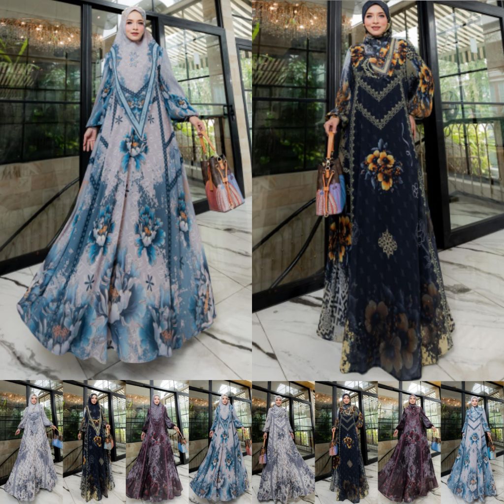 (S) ALYA SIENA MECCA  Baju Dress Gamis Set Syari Muslimah Siena Series By Alya Syari. Twear
