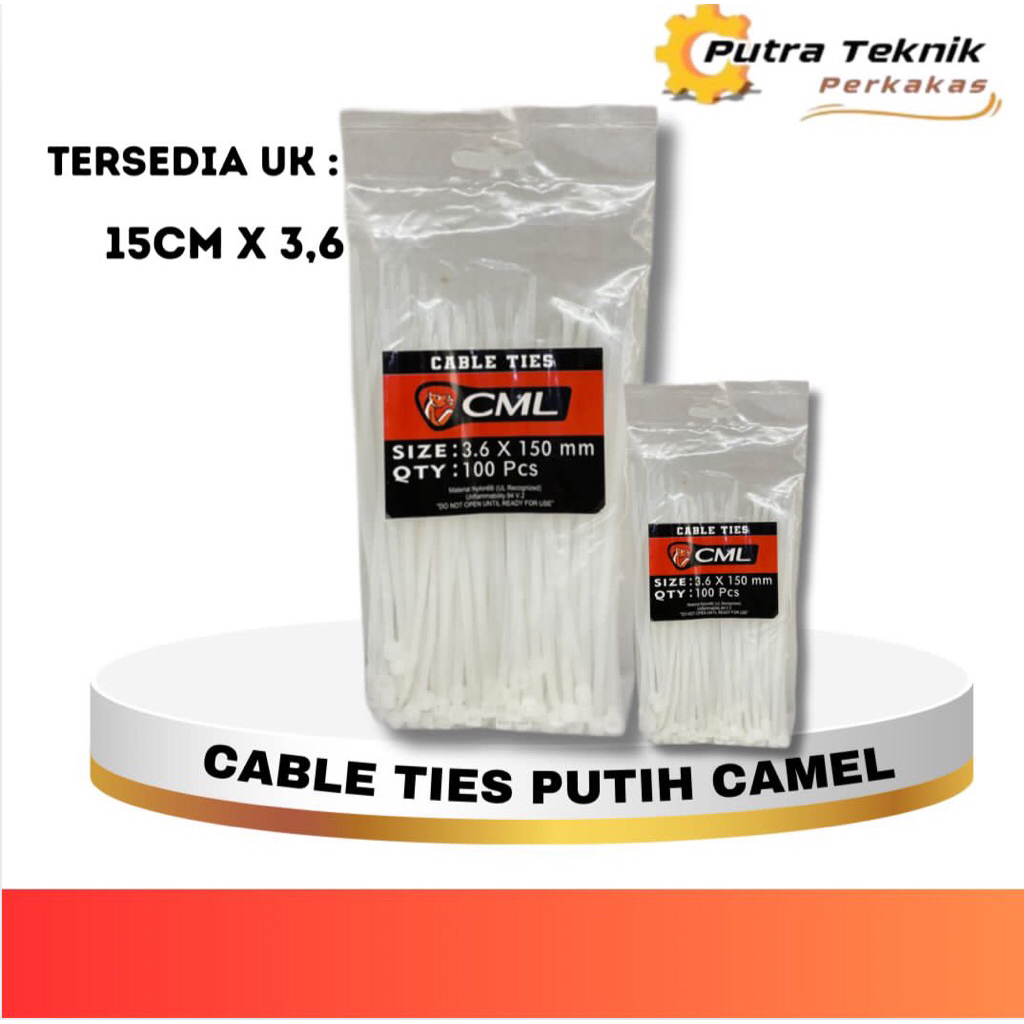 

CABLE TIES/KABEL TIES WARNA PUTIH UK. 15CM x 3,6 isi 100PCS (092400058)