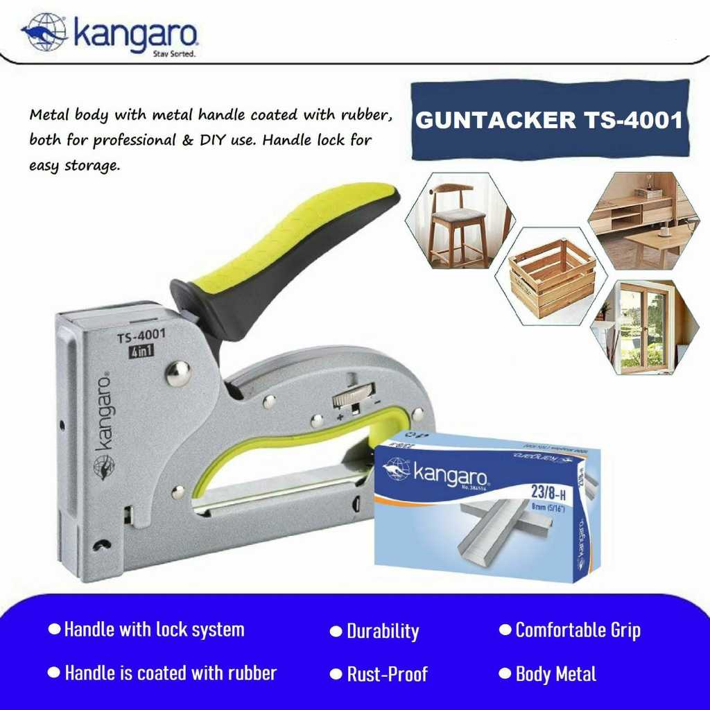 

Staples Tembak Jok Kulit Motor / Stapler Kayu Guntacker TS 4001 (4in1)