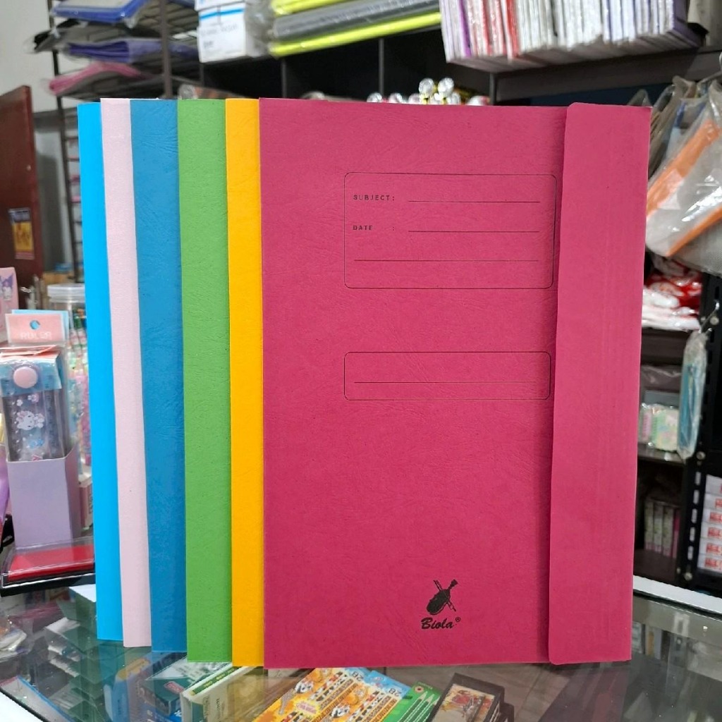 6 pcs Map kertas biola kuning merah pink biru hijau biru muda