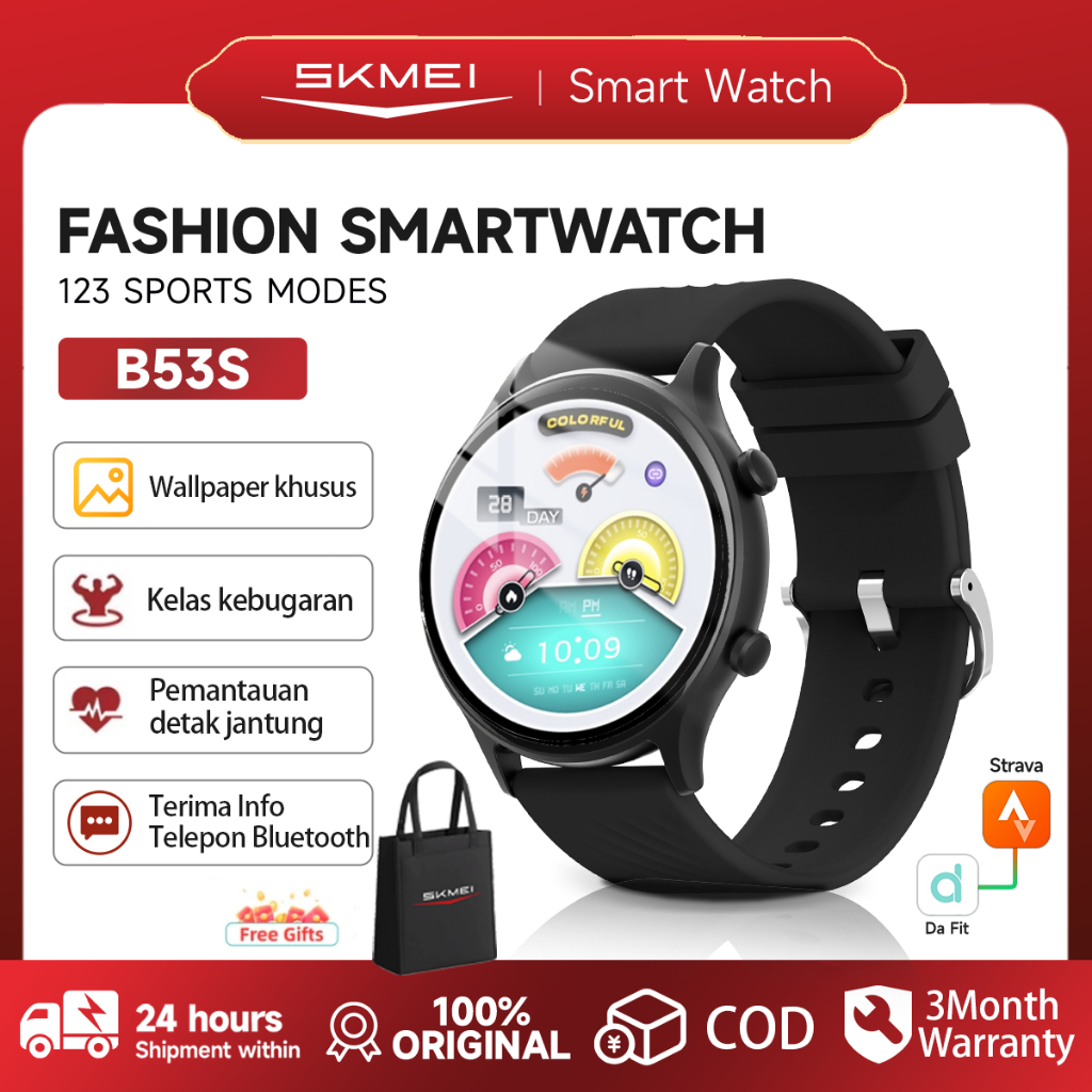 Skmei B53S Smartwatch Support Strava 1.39inci Touchscreen IP67 Waterproof Pedometer 123 jenis model 