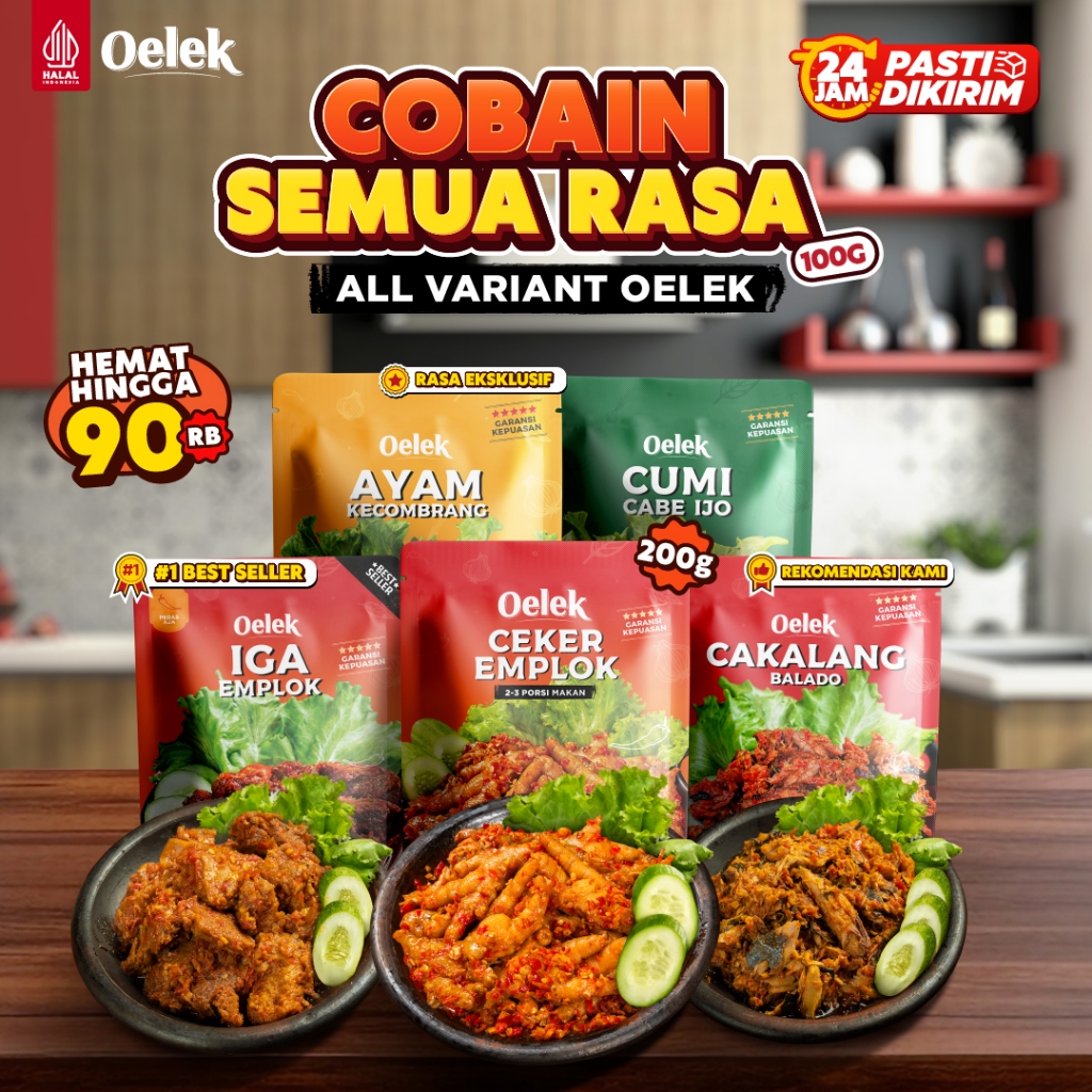 

[DAPAT ALL VARIAN] Oelek Paket Cobain Dulu Lauk Ukuran Kecil 100gr / Iga Emplok / Ayam Kecombrang / Cakalang Balado / Cumi Cabe Ijo / Ceker Emplok / Lauk Siap Saji / Halal