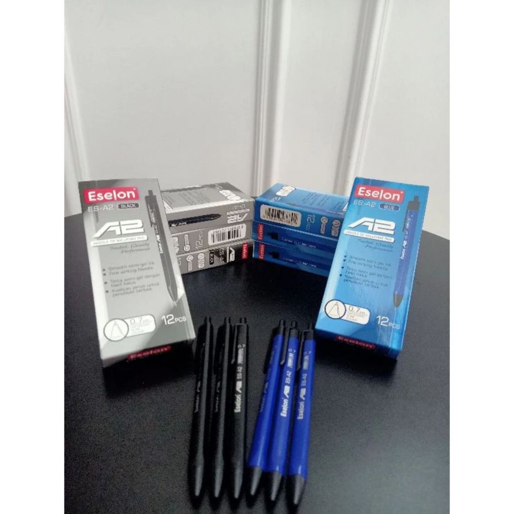 

1 Pak Pulpen Eselon Pen Hitam Bolpoint Biru ES-A2 0.7mm