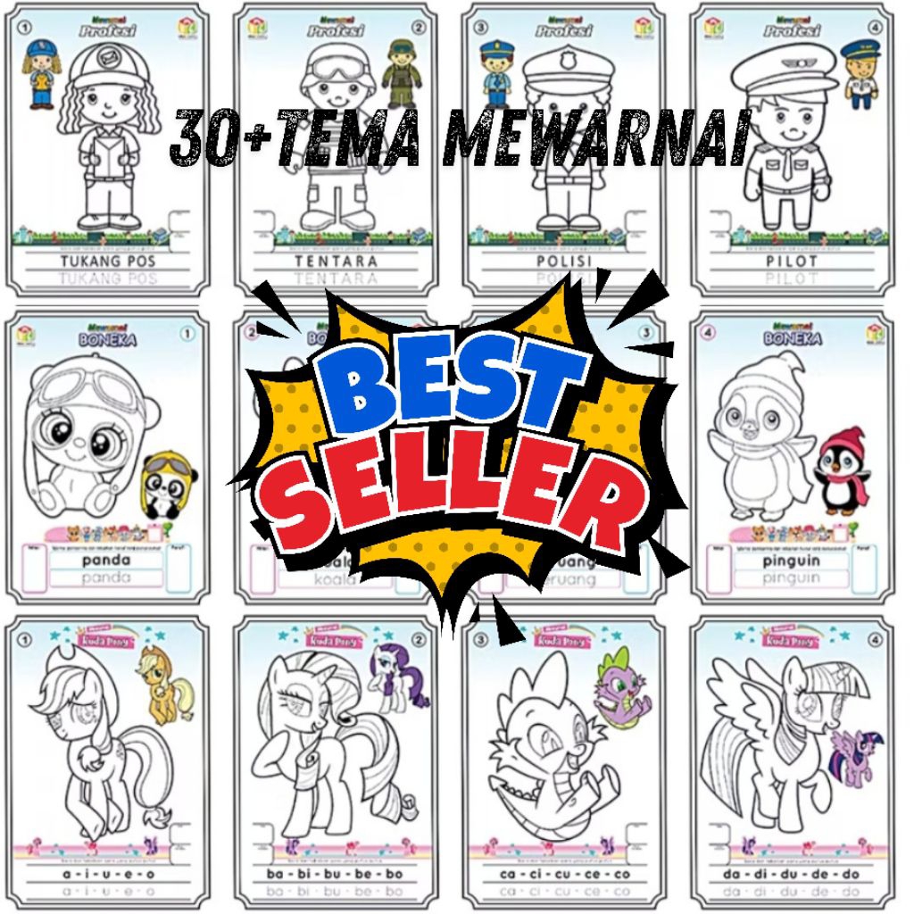 

Isi 12 Lembar Kertas Aktifitas Mewarnai Anak Paud Tk Dan Sd Kertas Hvs Ukuran A5 Tebal 80 Gram